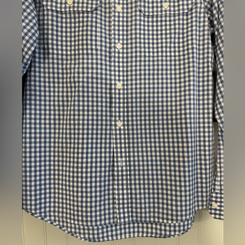 MICHAEL KORS Mens Blue And White Checkered Casual Button Down Size Medium - Picture 3 of 7